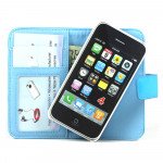 Wholesale iPhone 4 4S Seperable 2 in1 Flip Leather Wallet Case (Light-Blue)